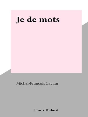 cover image of Je de mots